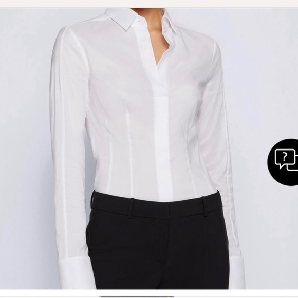Hugo Boss Stretch Cotton Poplin Blouse/Shirt, Size 2 - Picture 2 of 5
